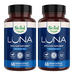 Nested Naturals botella frontal mostrando etiqueta y beneficio relajante