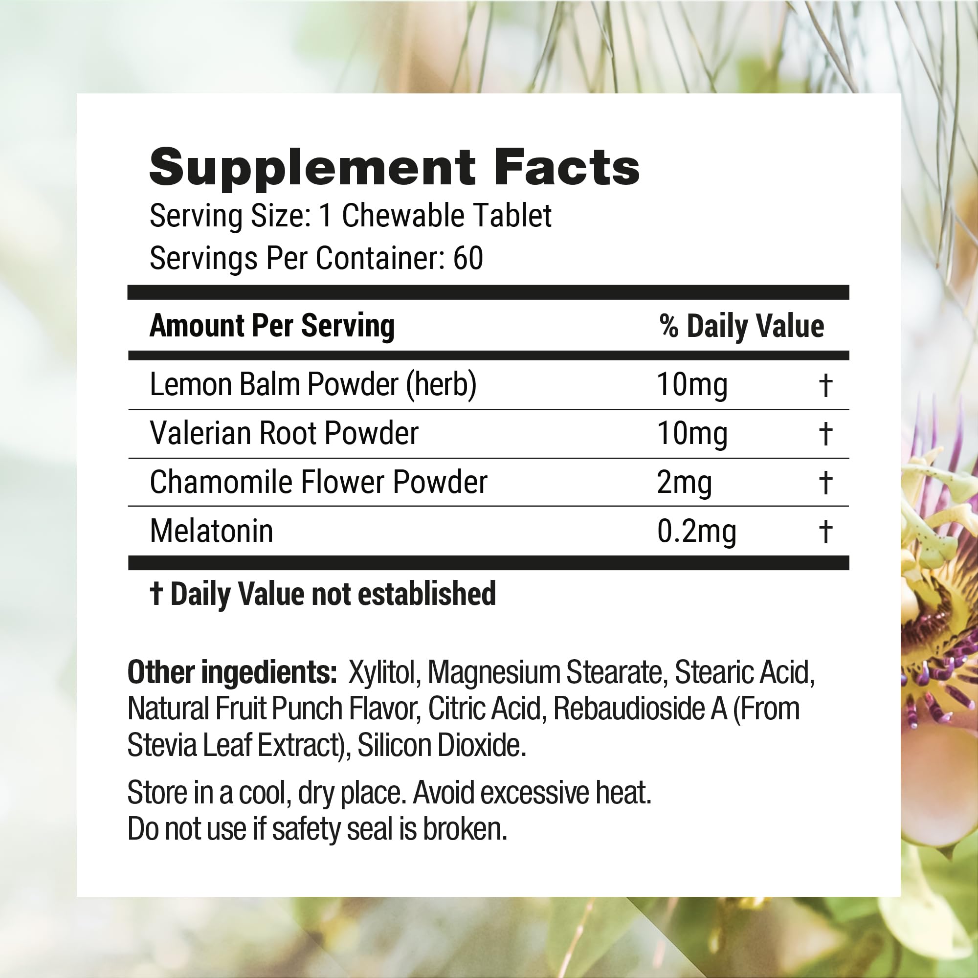 Nested Naturals Luna Kids etiqueta nutricional legible con información de dosificación
