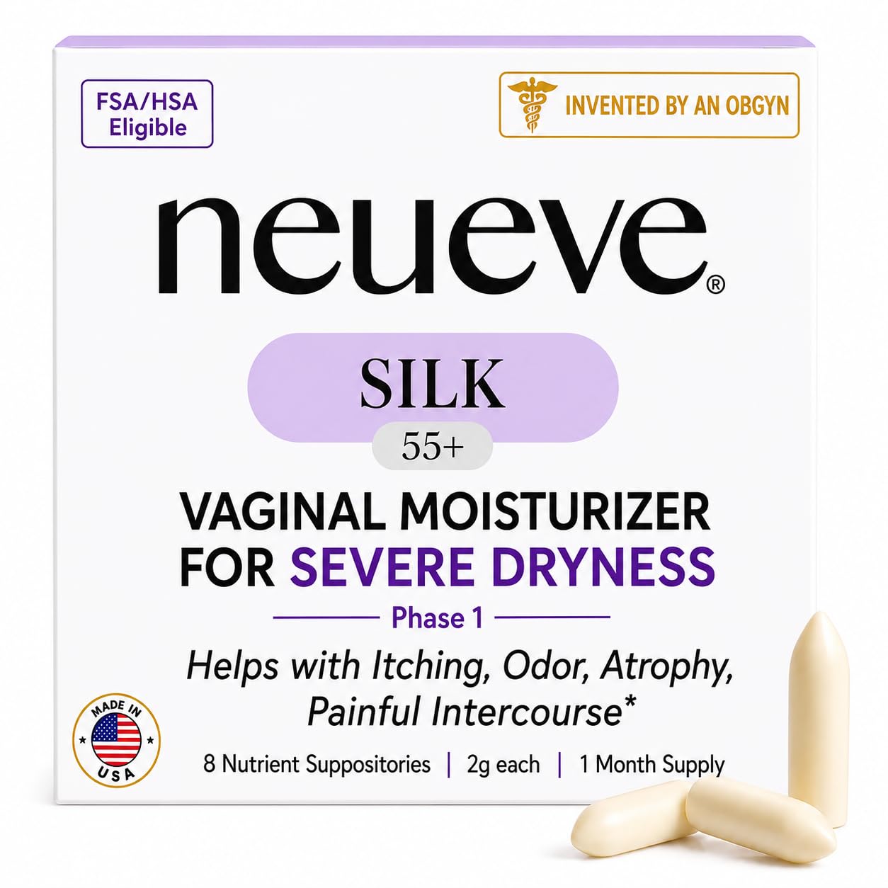 NeuEve Silk frente del envase mostrando presentación y beneficio de alivio