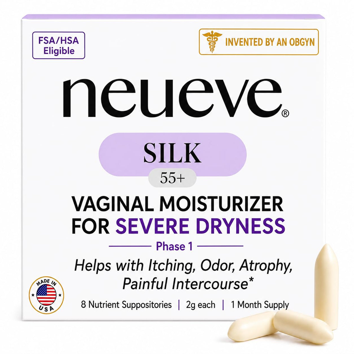 NeuEve Silk frente del envase mostrando presentación y beneficio de alivio