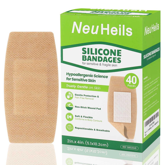 NeuHeils envase frontal mostrando 40 apósitos y portabilidad