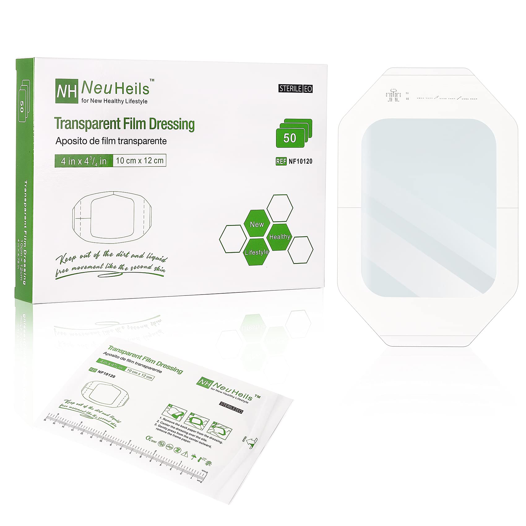 NEUHEILS empaque frontal mostrando cantidad y tamaño, protección confiable
