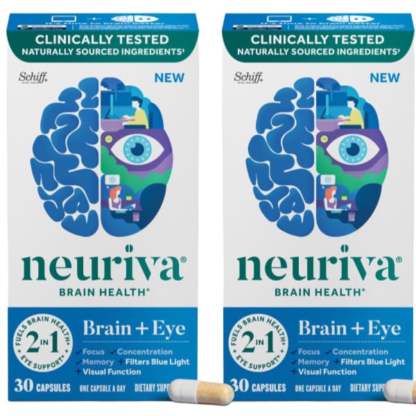 NEURIVA empaque frontal mostrando el producto y beneficios visuales y cognitivos