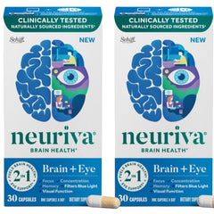 NEURIVA empaque frontal mostrando el producto y beneficios visuales y cognitivos