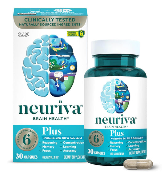 NEURIVA bote frontal mostrando marca y soporte cerebral beneficios claros