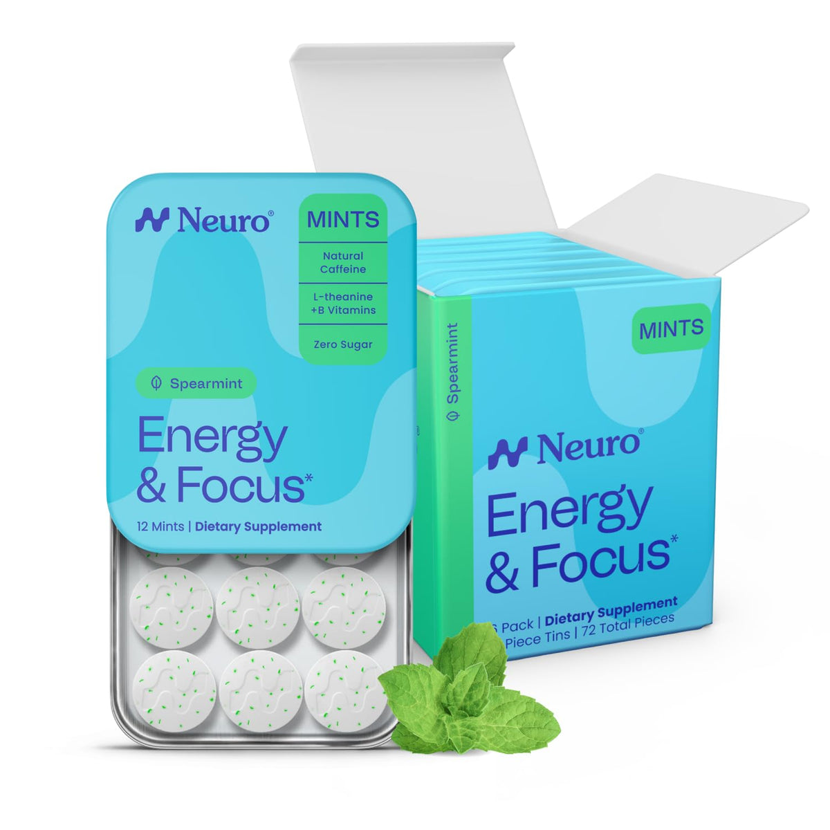 Neuro frasco frontal con mints spearmint, portable y práctico
