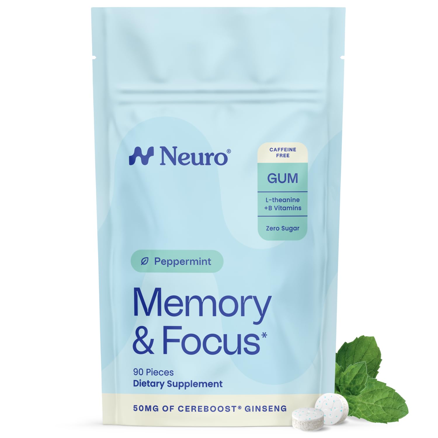 Neuro frasco frontal con chicle menta que facilita concentración rápida