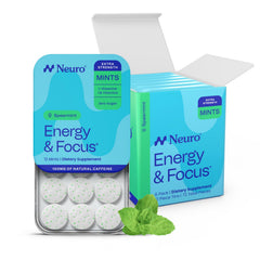 Neuro envase frontal mostrando las mints y beneficio portátil