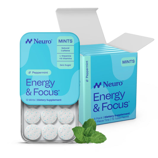 Neuro envase frontal mostrando menta y beneficio de energía rápida