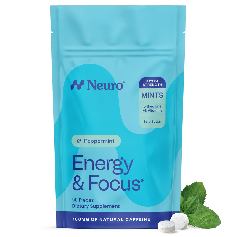 Neuro mints frontal del envase mostrando diseño y conveniencia de transporte