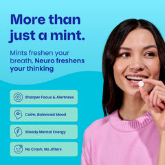 Neuro mints en uso durante estudio para enfoque inmediato y concentración