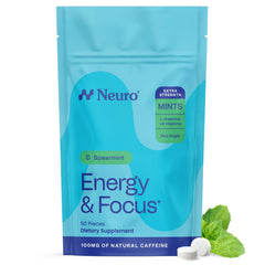 Neuro paquete frontal mostrando diseño portable y beneficio conveniencia