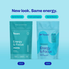 Neuro envase abierto con mints visibles y fácil acceso al producto