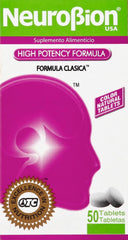 Neurobion presentación frontal mostrando el frasco y beneficio de aporte de vitaminas B