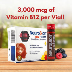 Neurobion caja abierta con los 10 viales, conveniente para llevar