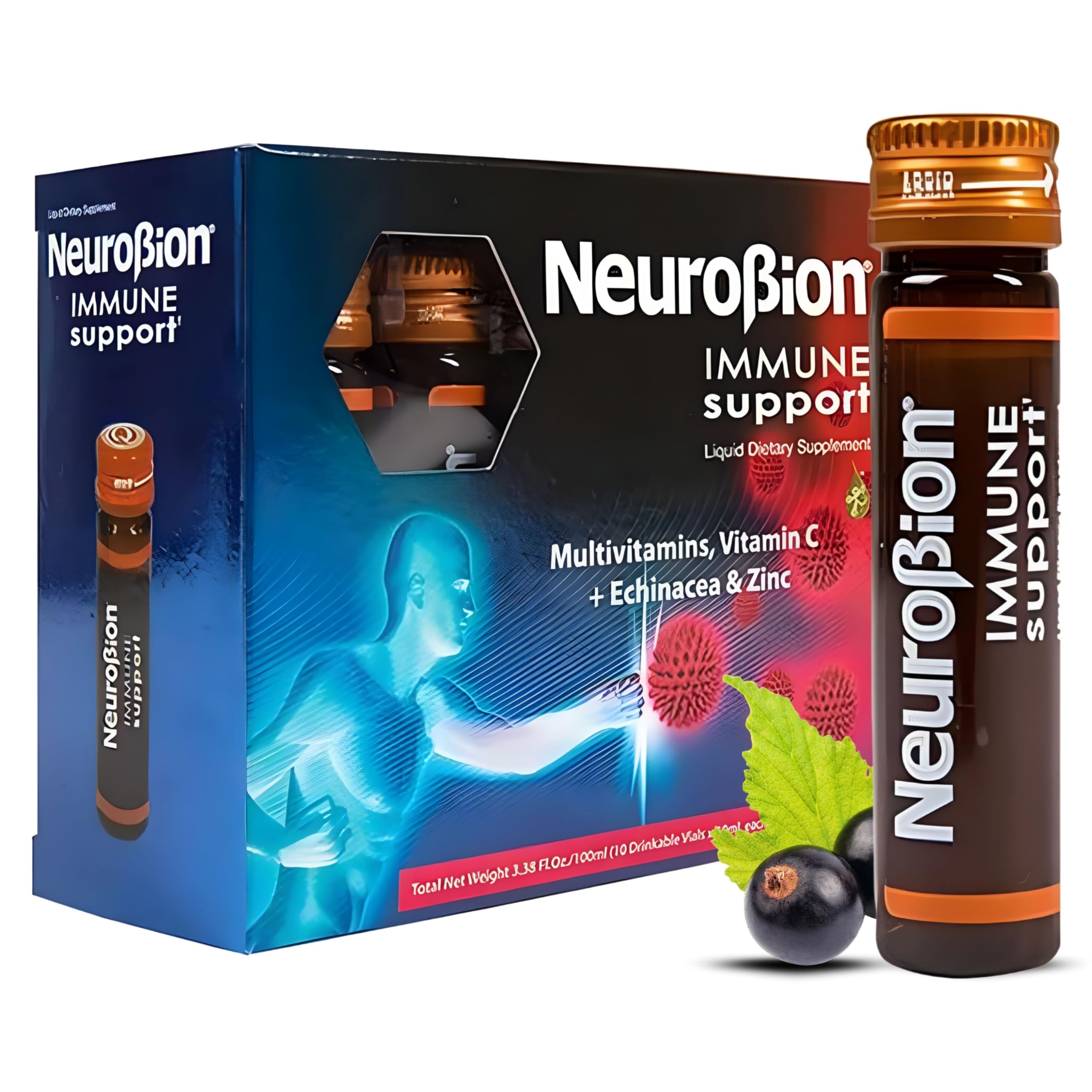 Neurobion frente del empaque mostrando marca y beneficio portátil