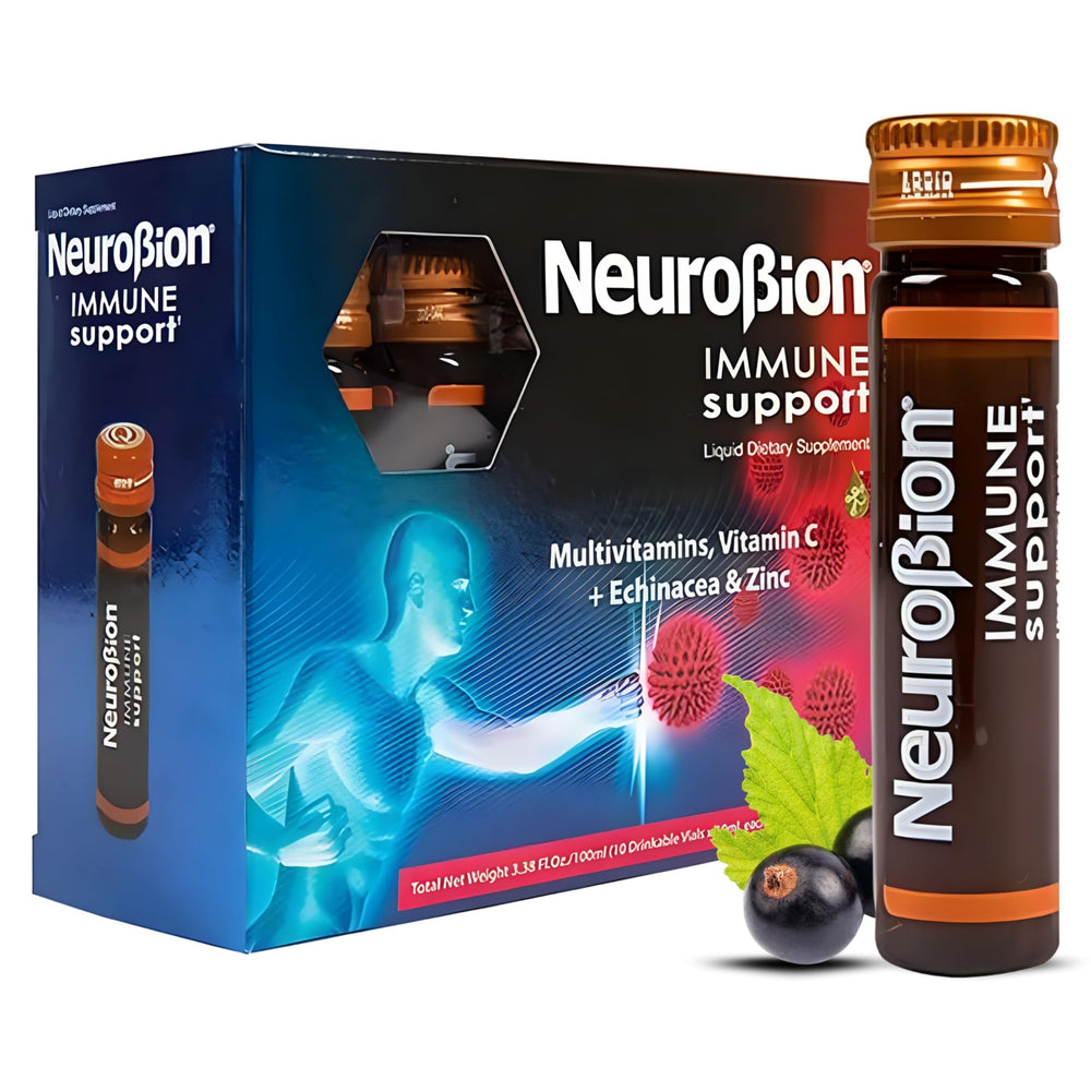 Neurobion frente del empaque mostrando marca y beneficio portátil
