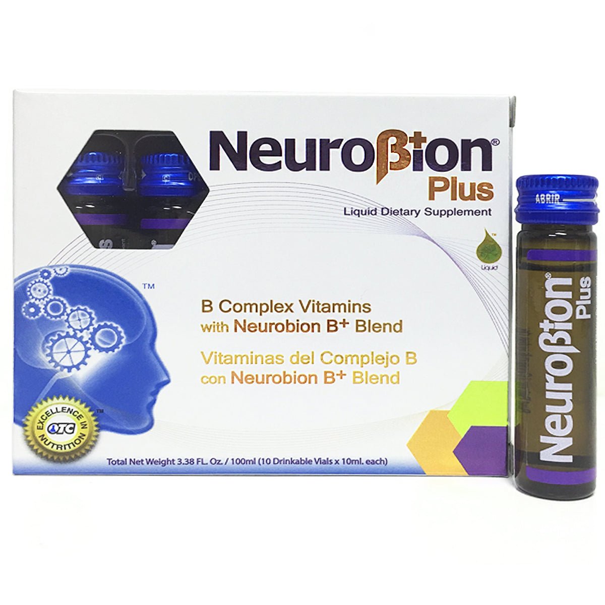 Neurobion embalaje frontal mostrando 10 viales para energía diaria