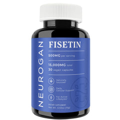 Neurogan Fisetina 500MG botella, soporte para bienestar diario.