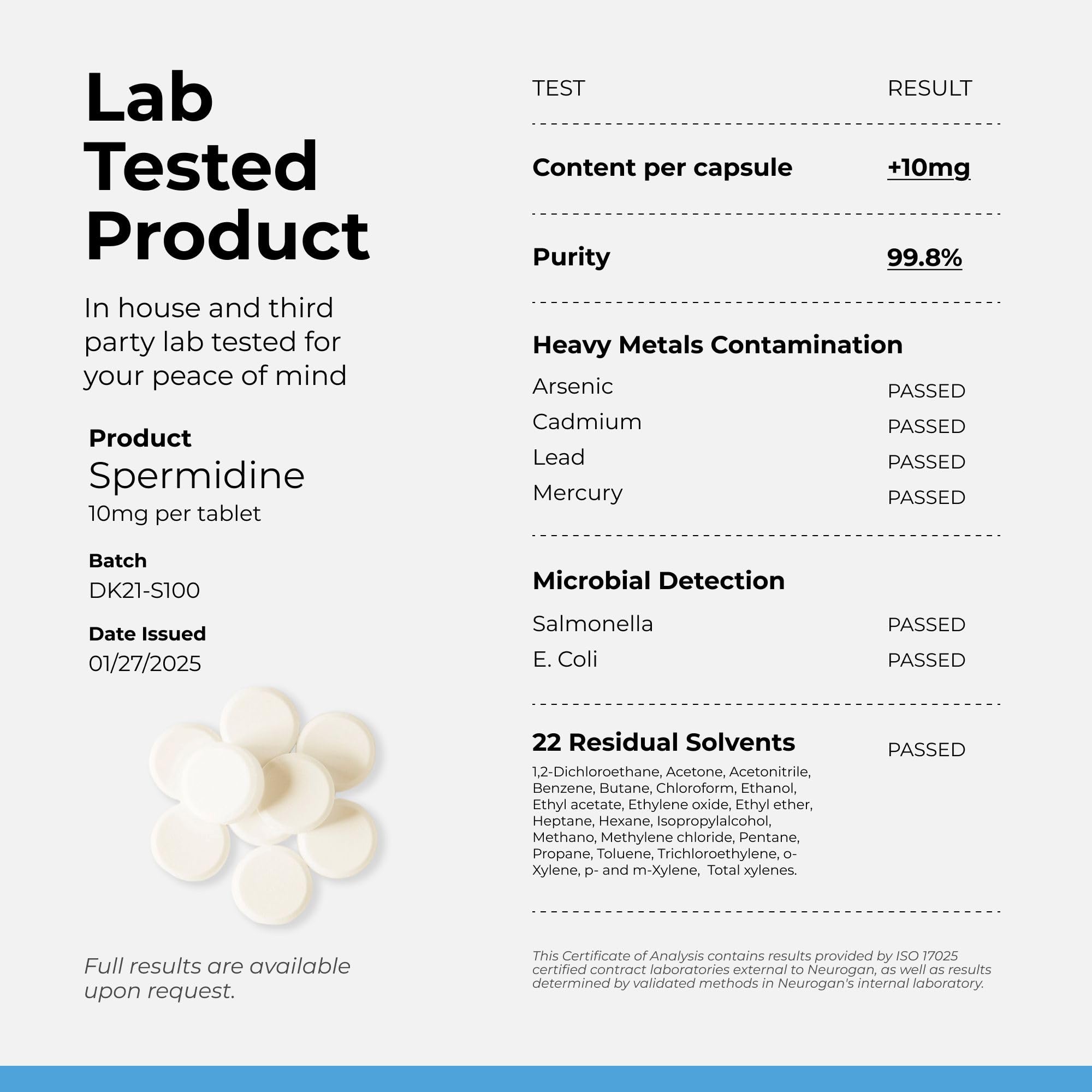 Neurogan Spermidina: uso diario para apoyar funciones celulares y energía sostenible.