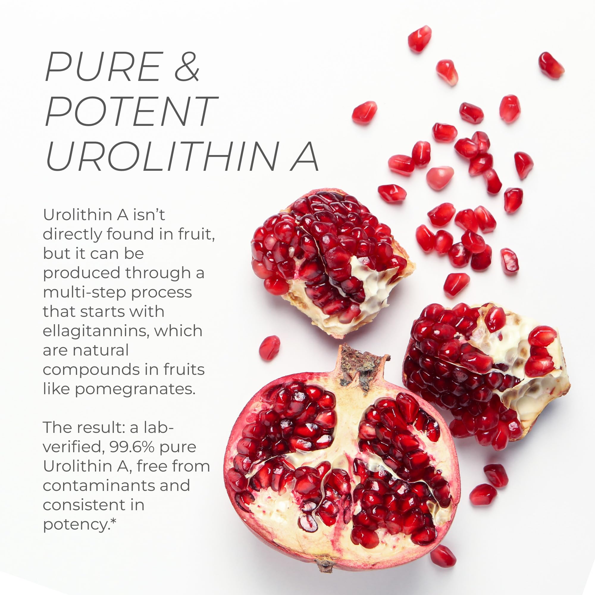 Capsules close-up showing ultra-micronized form of Urolithin A Pro.