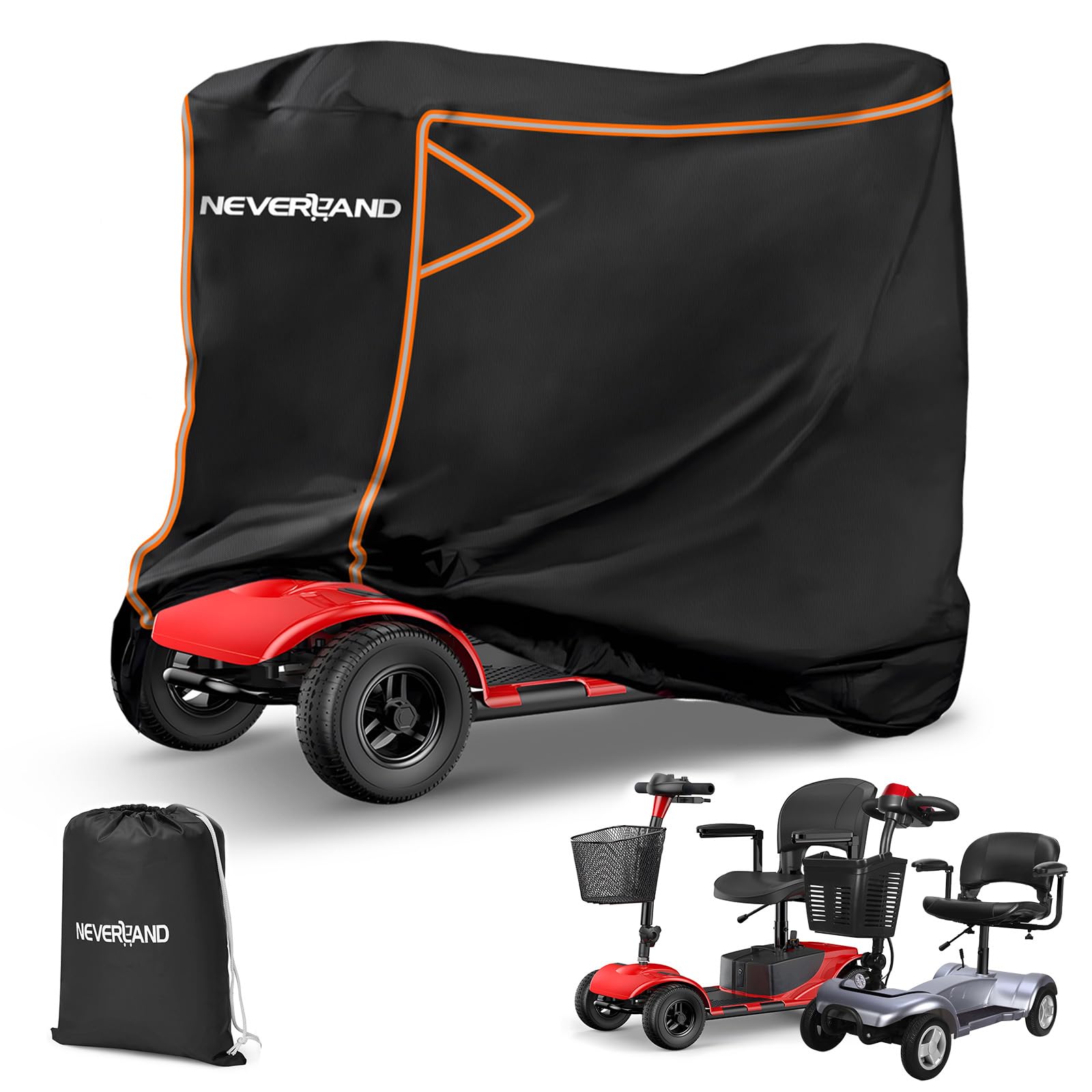 NEVERLAND funda vista frontal protegiendo scooter contra lluvia