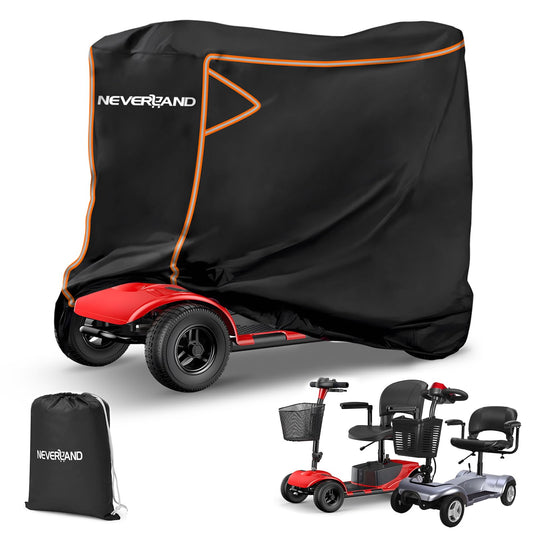 NEVERLAND funda vista frontal protegiendo scooter contra lluvia