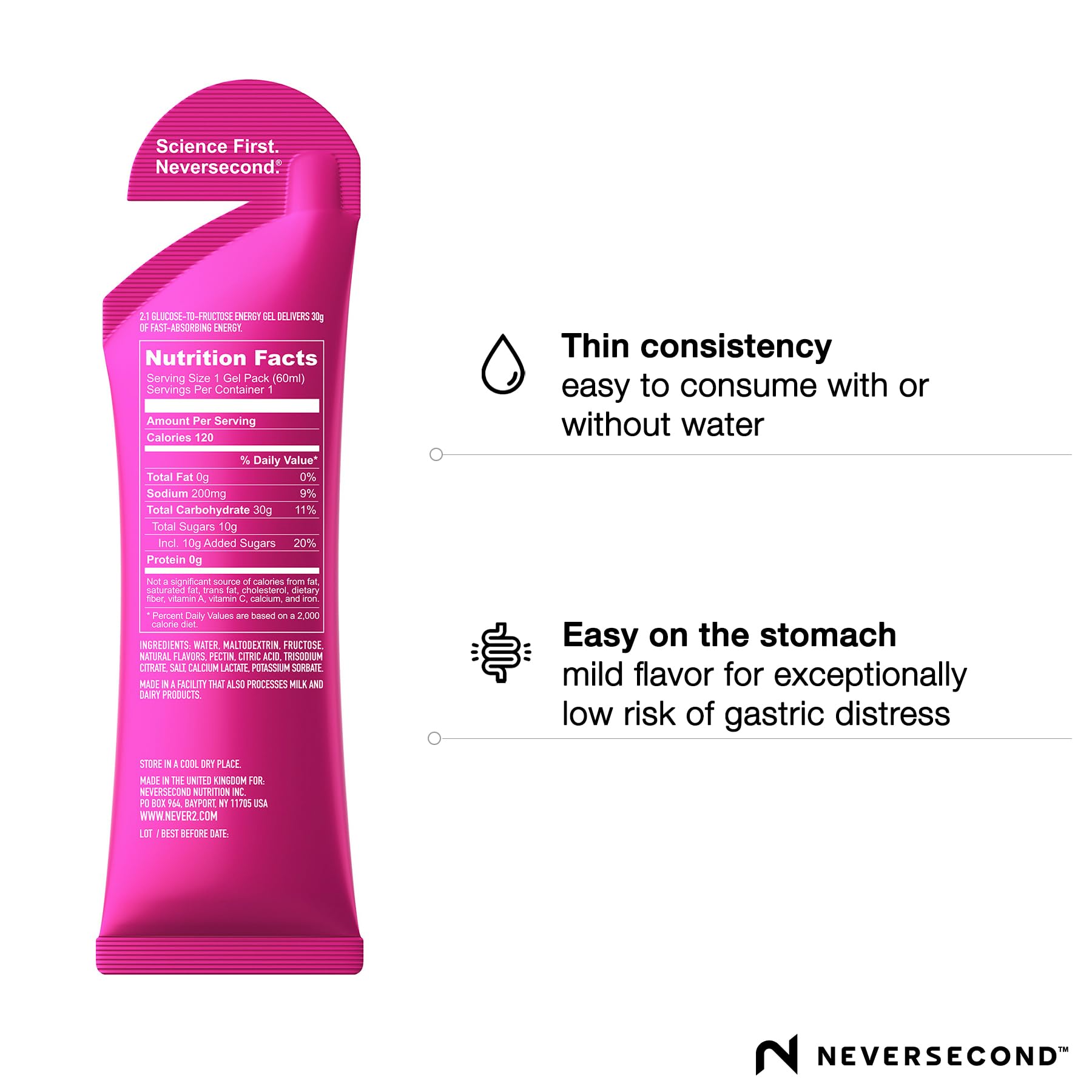 NeverSecond gel en mano para comparar tamaño y porte durante entrenamiento