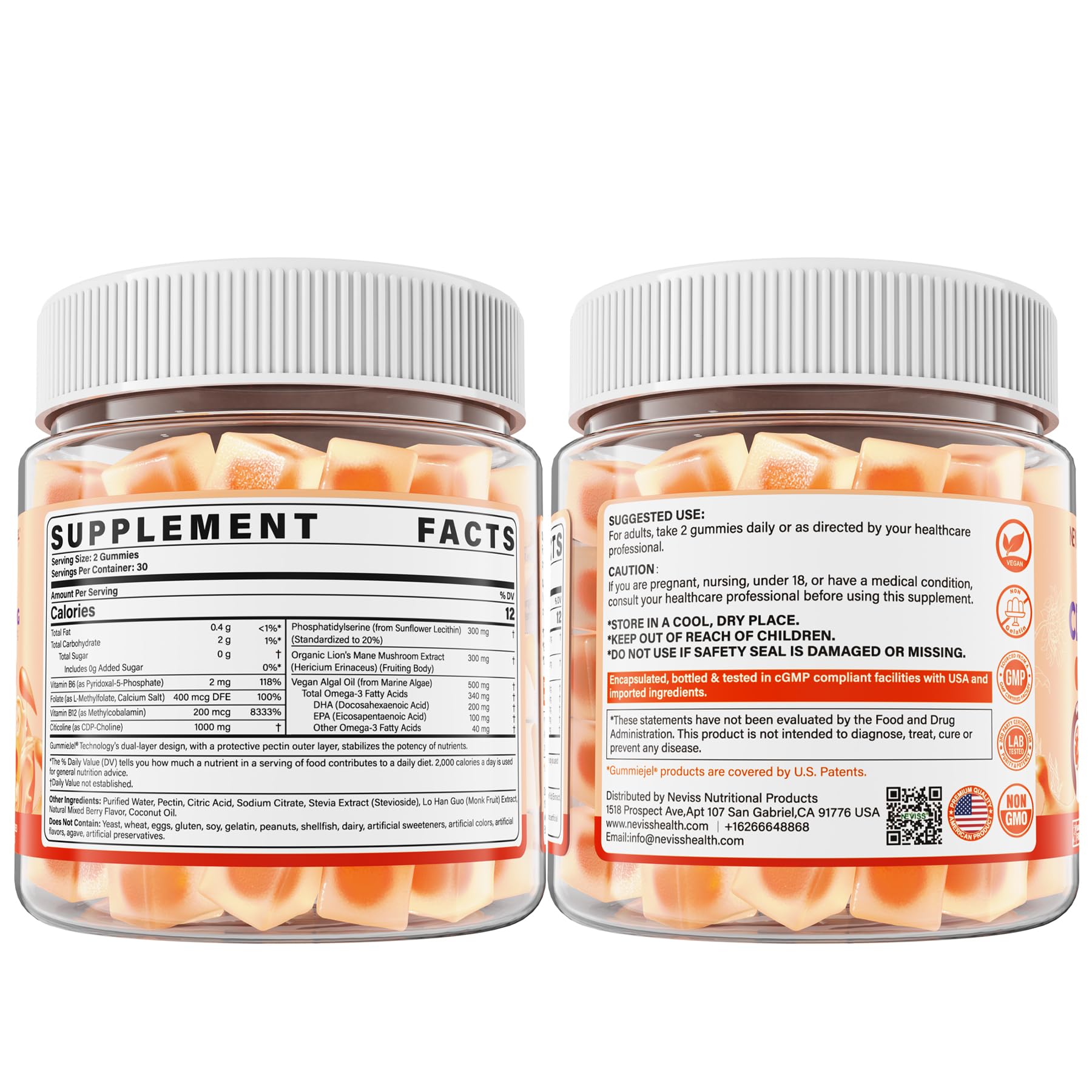 NEVISS gominolas en entorno lifestyle con frutos del bosque, sabor natural