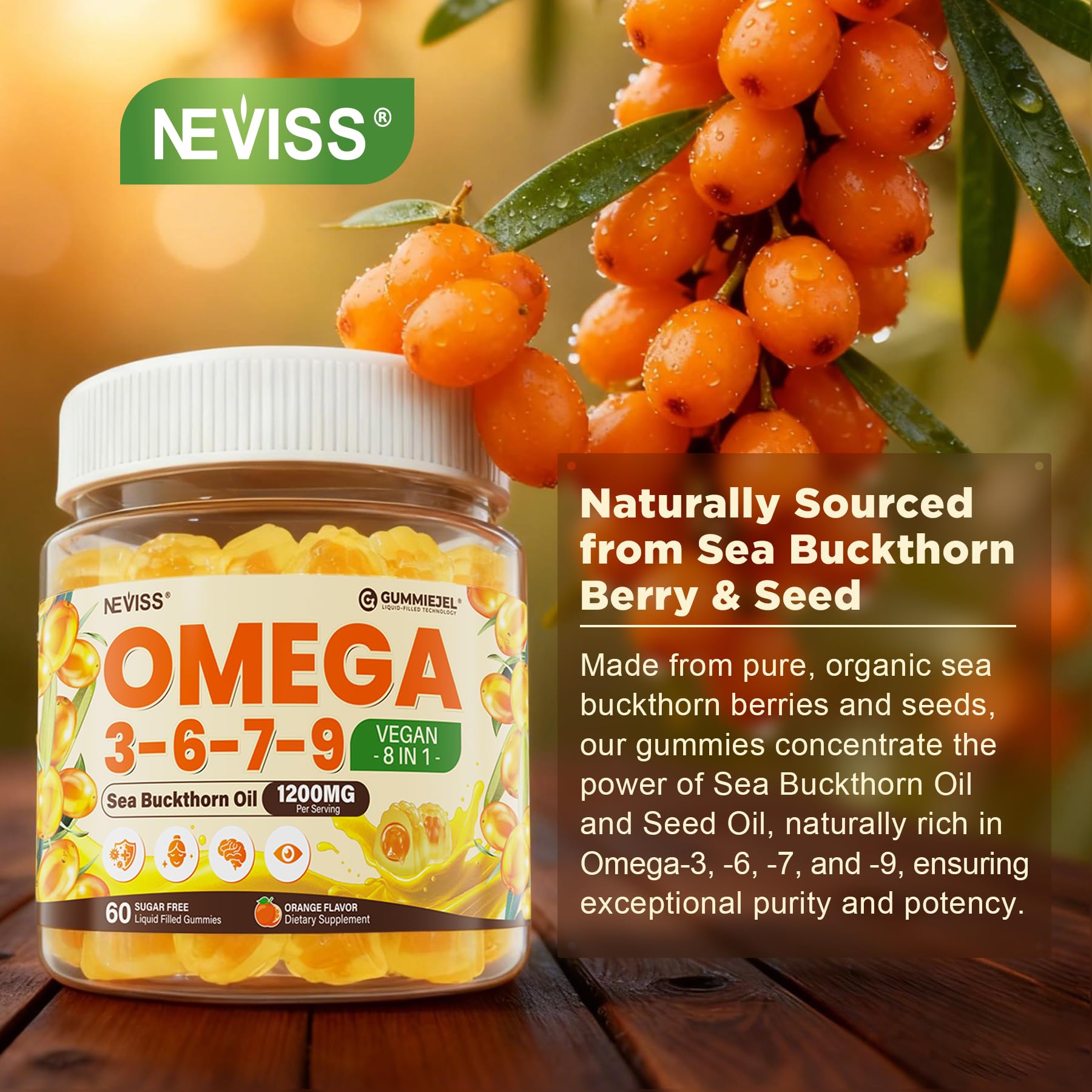 NEVISS acercamiento de etiqueta con lista de ingredientes y beneficios claros