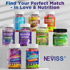 NEVISS envase abierto con gomitas organizadas para consumo diario