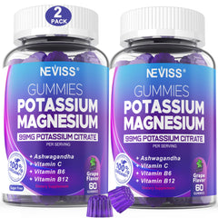 NEVISS envase frontal de gominolas potasio magnesio, fácil identificación y uso