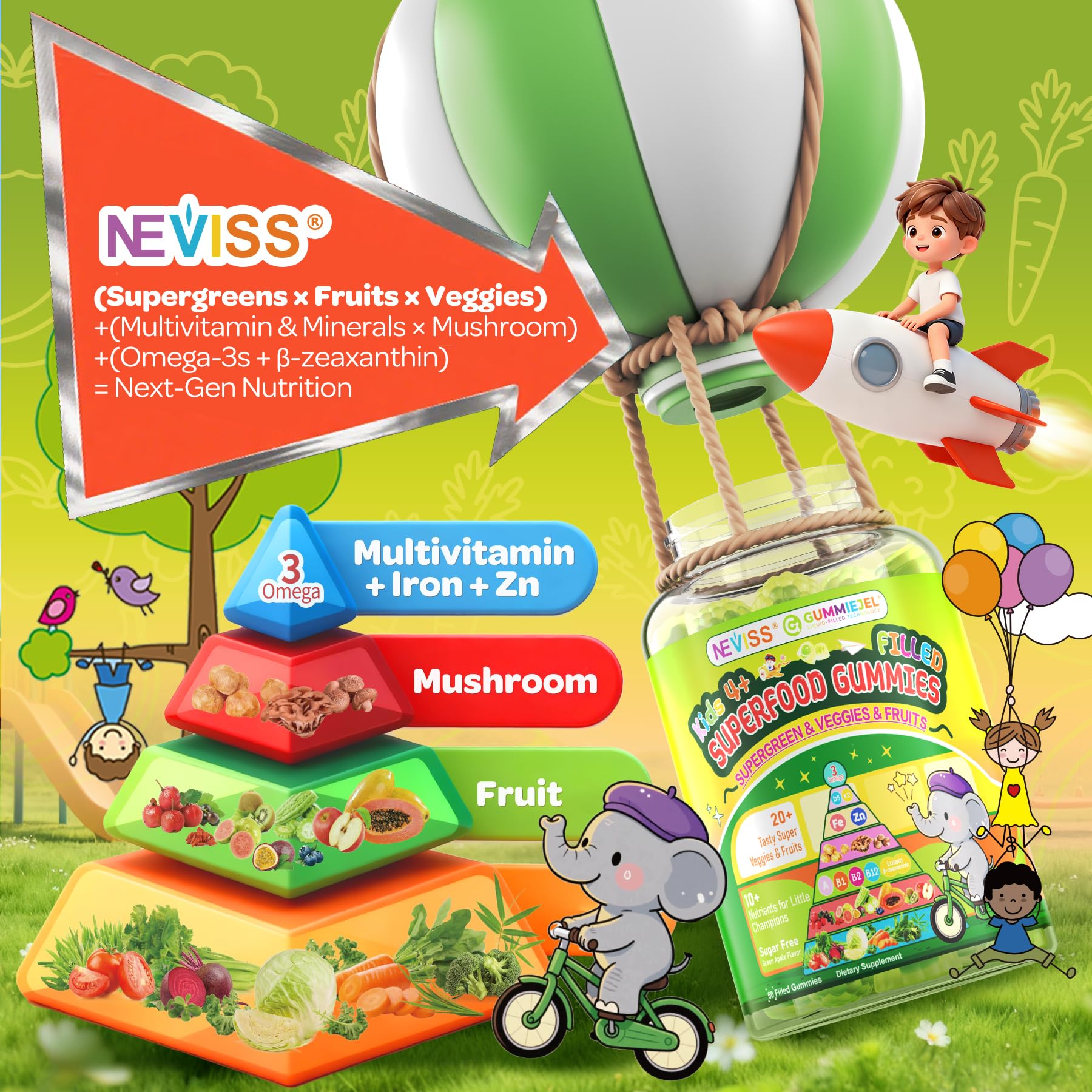 NEVISS gomita en mano para comparar tamaño y dosificación infantil