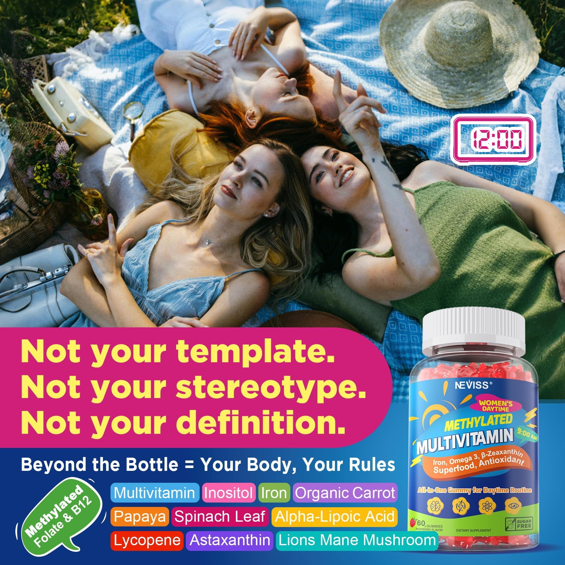 NEVISS etiqueta de ingredientes con vitaminas activas visibles