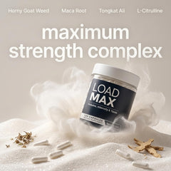 Nevora Labs Load Max conjunto de ingredientes naturales ilustrando soporte nutricional