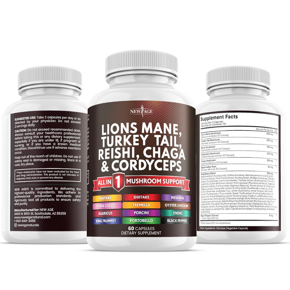 NEW AGE caja abierta mostrando frasco y folleto informativo claro