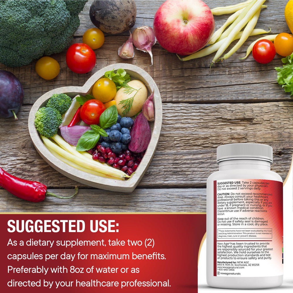NEW AGE etiqueta con lista de ingredientes para identificar CoQ10, omega y minerales
