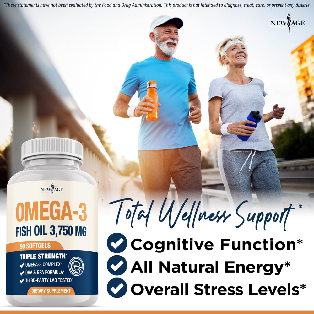 NEW AGE etiqueta nutricional enfocada que muestra EPA y DHA altos