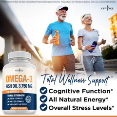 NEW AGE etiqueta nutricional enfocada que muestra EPA y DHA altos
