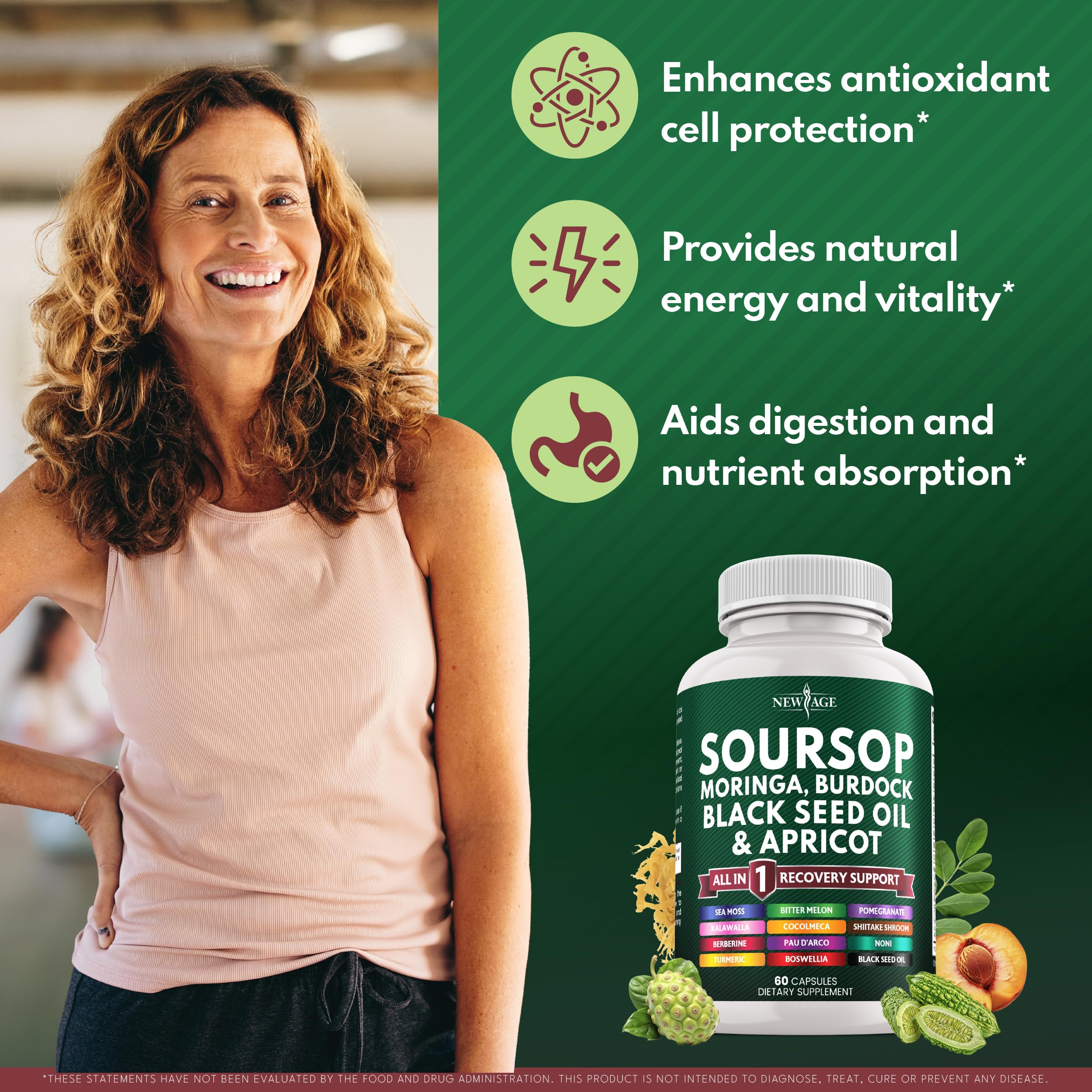 NEW AGE mezcla de ingredientes secos: moringa, sea moss y bitter melon para referencia