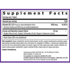 New Chapter sello orgánico y sin gluten evidenciando calidad certificada