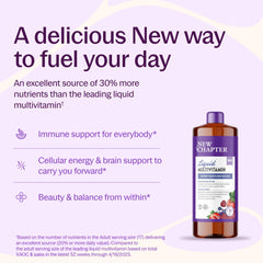 New Chapter detalle de la etiqueta con lista de vitaminas y beneficios visibles