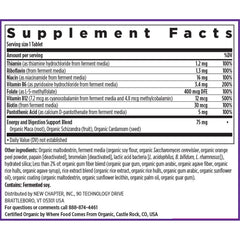 New Chapter etiqueta nutricional cercana con listado de vitaminas B