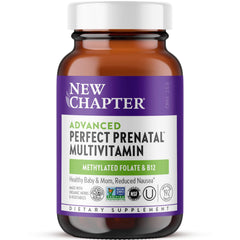 New Chapter frente del empaque prenatal mostrando presentacion y beneficios