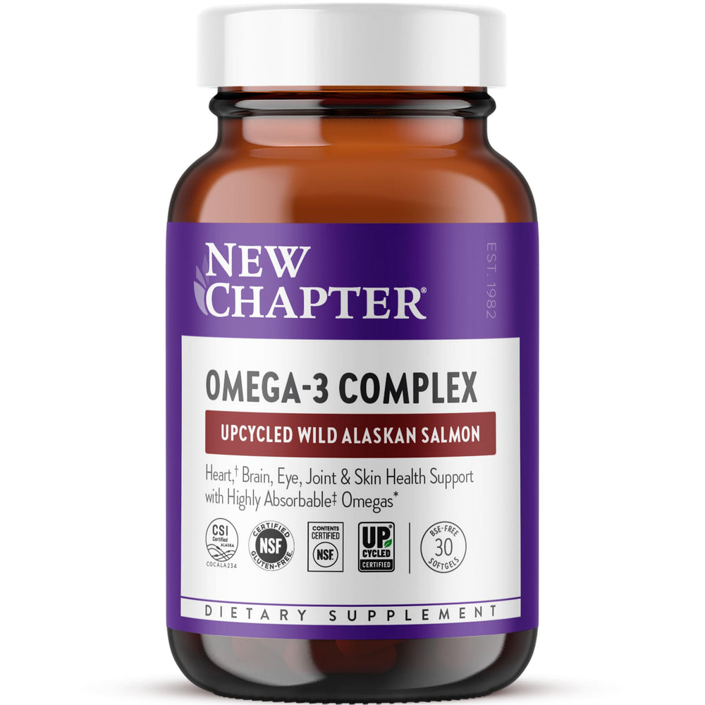 New Chapter envase frontal mostrando el producto y beneficios claramente