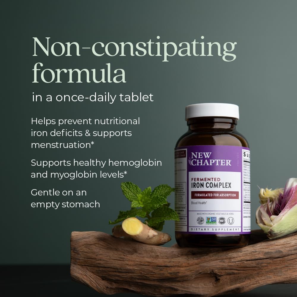 New Chapter ingredientes orgánicos mostrando vegetales y hierbas