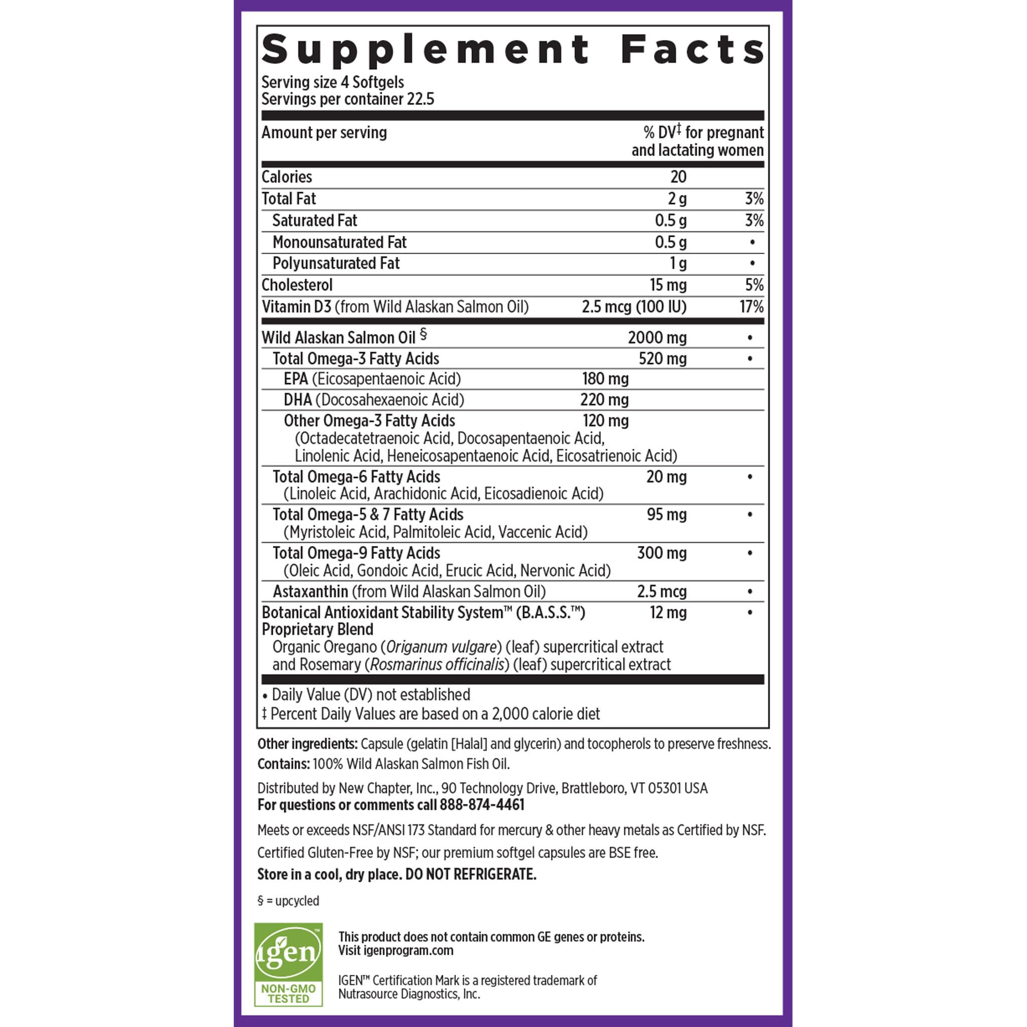 New Chapter etiqueta nutricional legible, transparencia de ingredientes