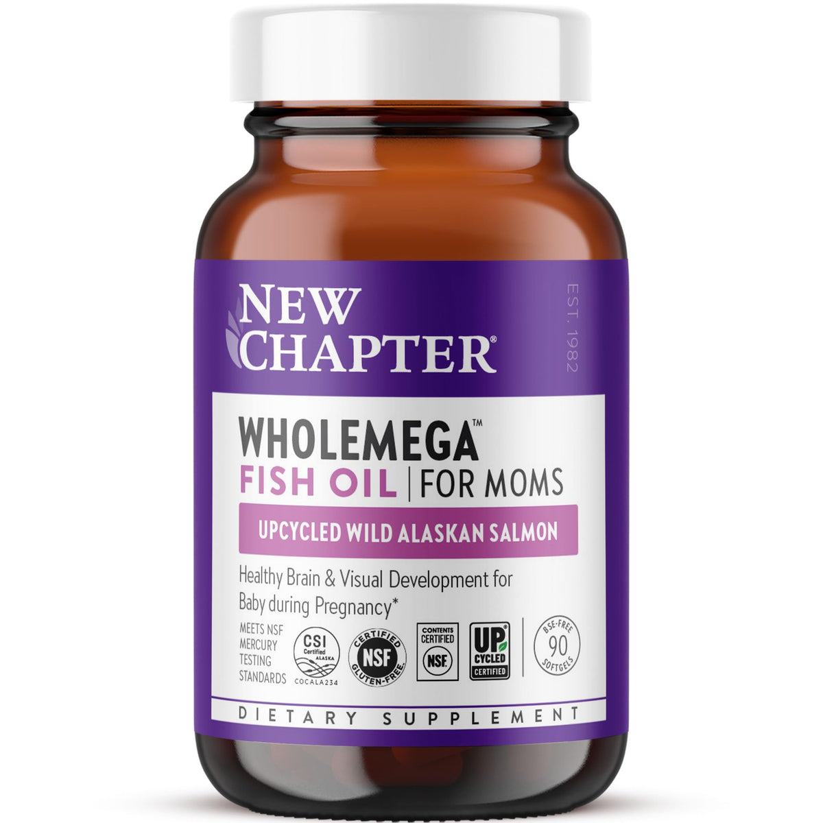 New Chapter frasco frontal mostrando 90 cápsulas, claridad y confianza