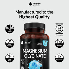 Etiqueta New Leaf con información nutricional y concentración de magnesio
