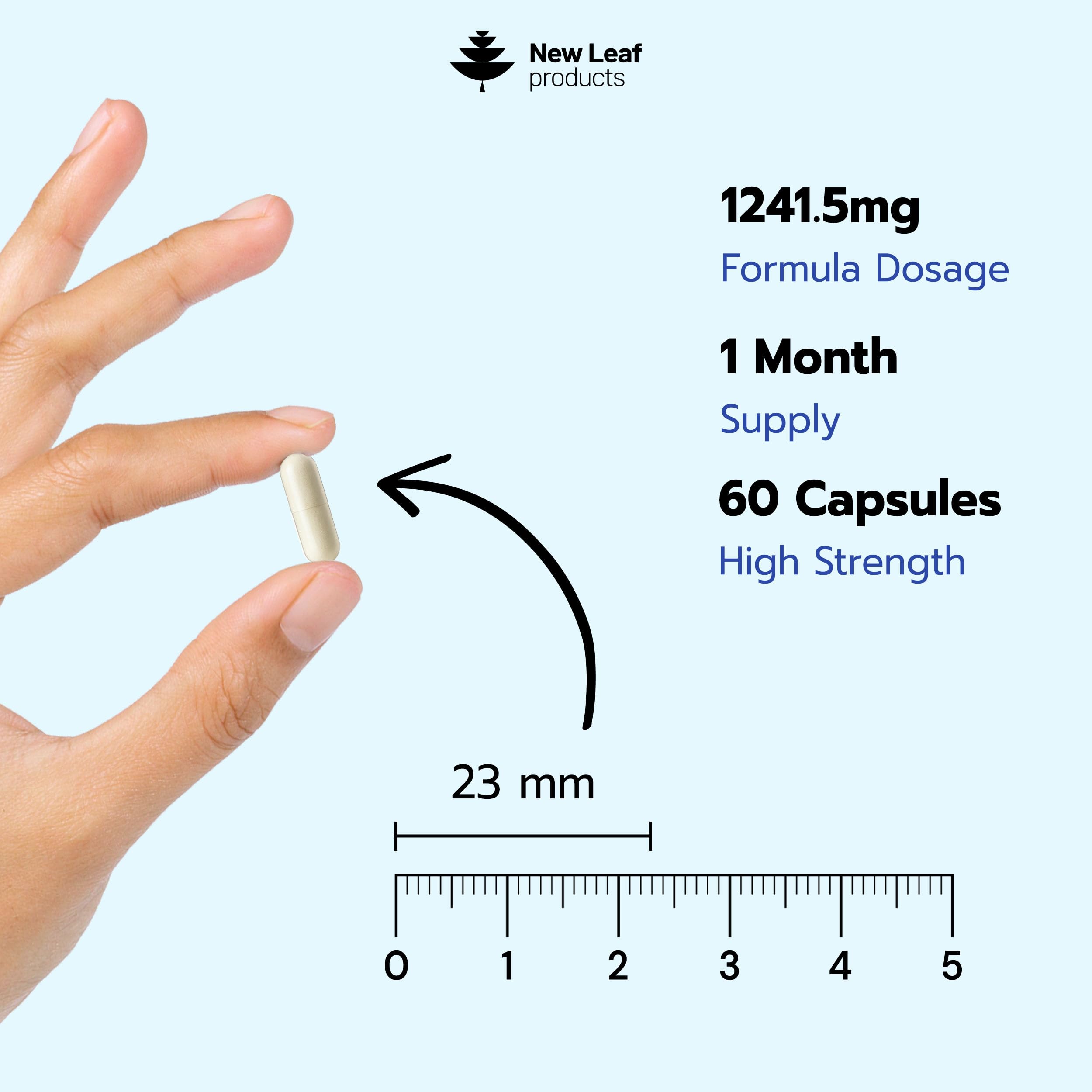 New Leaf etiqueta nutricional legible con valores y dosis por servicio